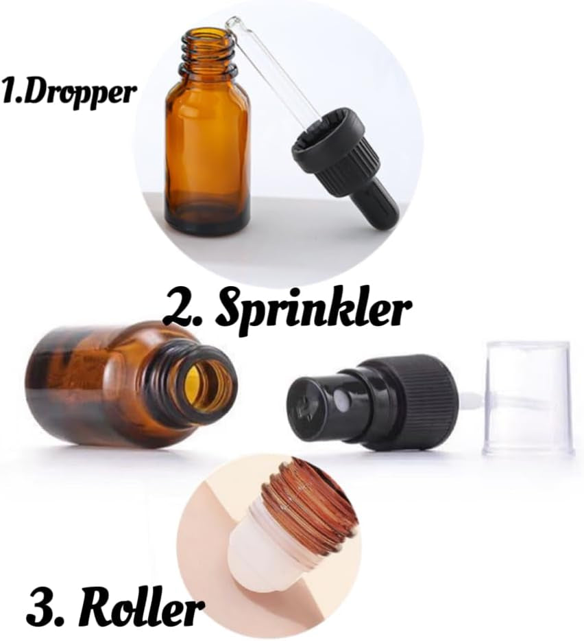 3 Pc Brown 30Ml Glass Essential Oil Roller Bottles Refillable Roll on Bottles Empty Deodorant Bottle Containers Rollerball Bottles Beauty and Personal Care Tools for Fragrance Cosmetics(3 Styles)