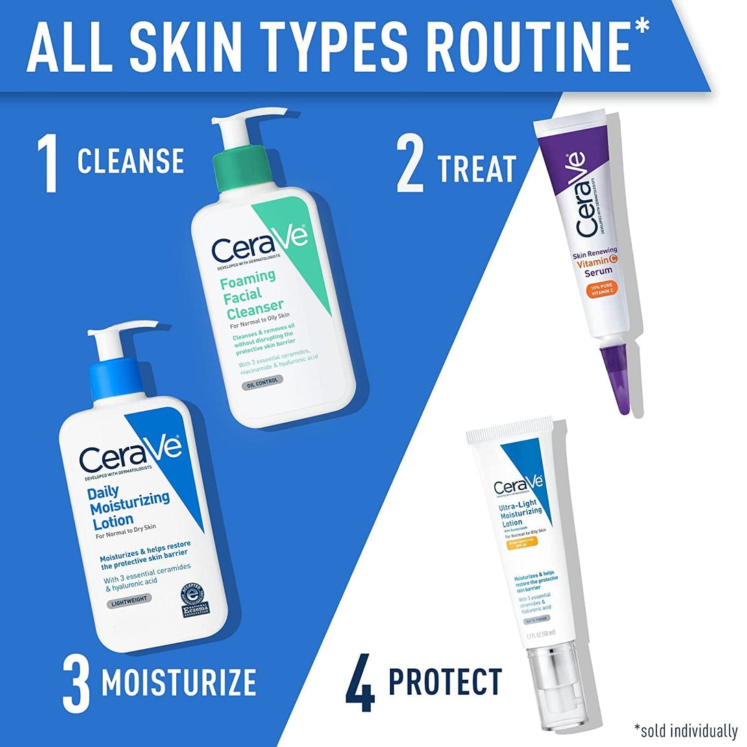 Cerave Daily Moisturizing Lotion for Dry Skin, Body Lotion & Face Moisturizer with Hyaluronic Acid and Ceramides, Daily Moisturizer, Fragrance Free, Oil-Free, 19 Ounce
