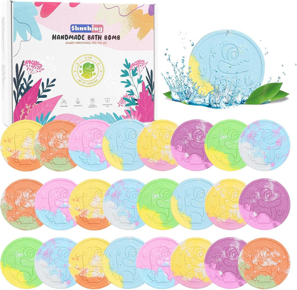 24 Pack Dinosaur Bath Bombs, Organic Bath Bombs for Kids, Natural Bath Bomb Gift for Boys Birthday Easter
