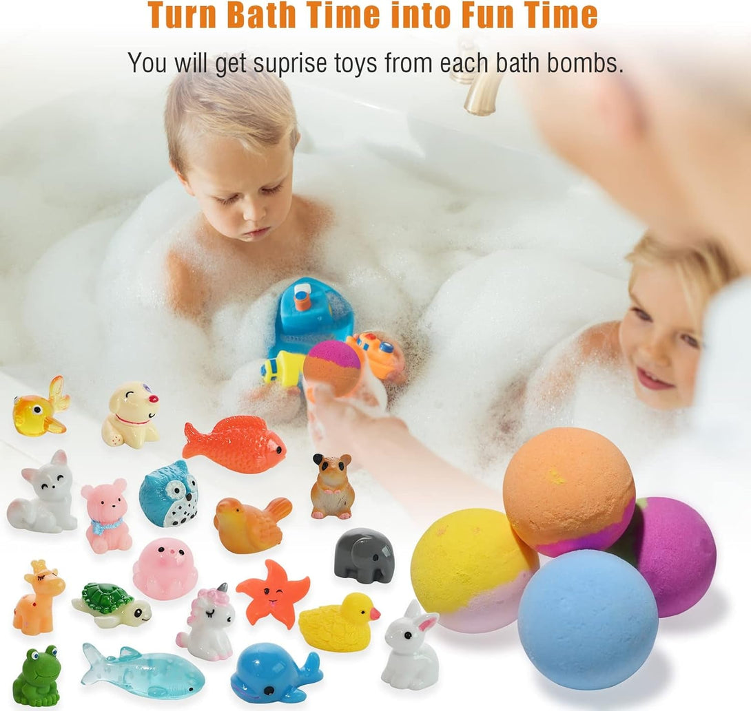 Bath Bombs for Kids with Surprise Inside, 20 Pack Kids Bath Bombs Gift Set with Toys for Girls Boys, Handmade Bubble Bath Fizzy Balls Kit for Birthday, Christmas, Easter(Package May Vary)