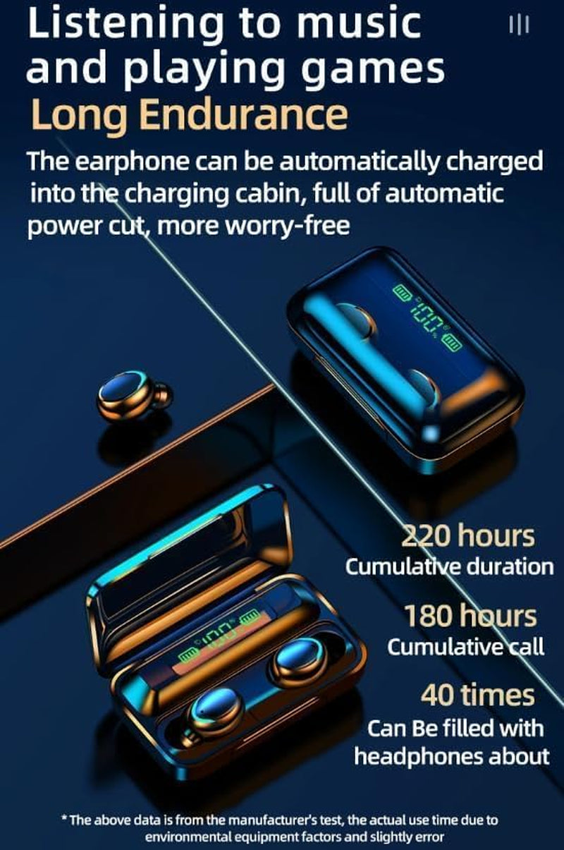 Wireless Earbuds, Earphones Bluetooth 5.3, Touch Control Noise Reduction Headphones for Work/Sport,Hifi Digital LED Display Charging Case, IP7 Waterproof Mini Ear Buds