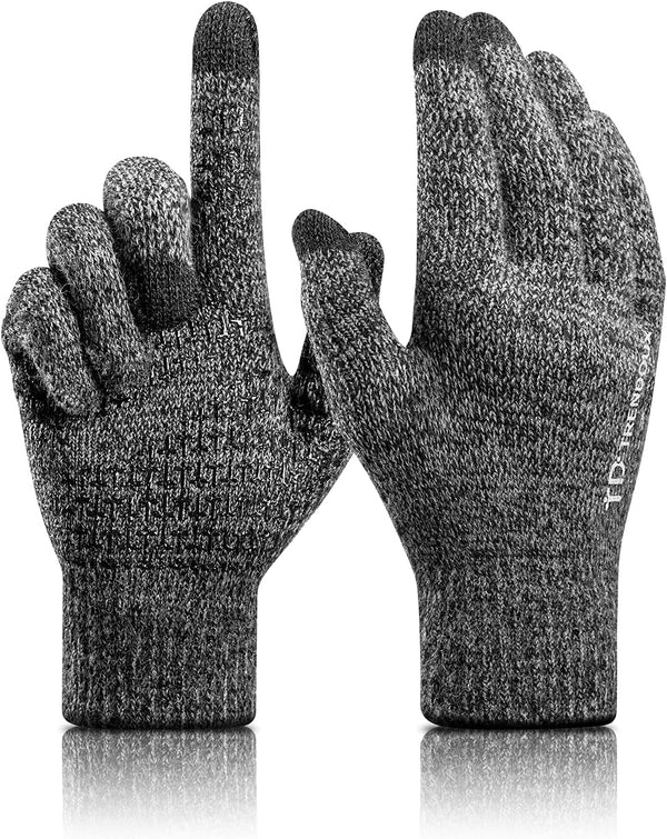 TRENDOUX Winter Gloves for Men Women, Cold Weather Warm Touchscreen Glove Unisex, Non-Slip, Elastic Cuff, Knit Stretchy
