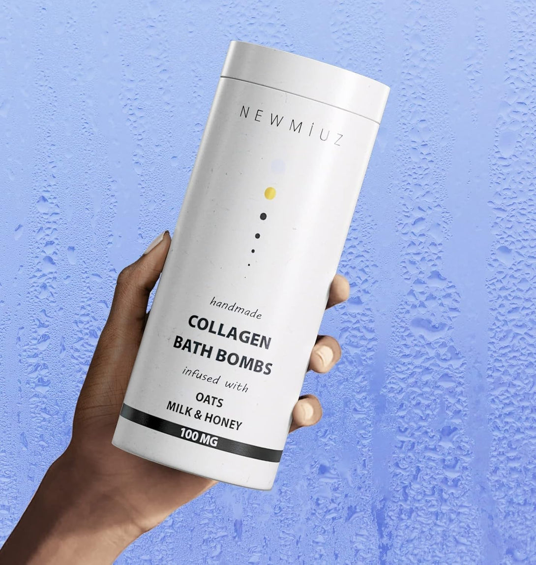 Creamy Collagen Bubble Bath Bombs with Oatmeal Milk Honey Essential Oils Luxurious Bath Gift Dry Skin Nourishment Indulge in a Blissful Bathing Spa