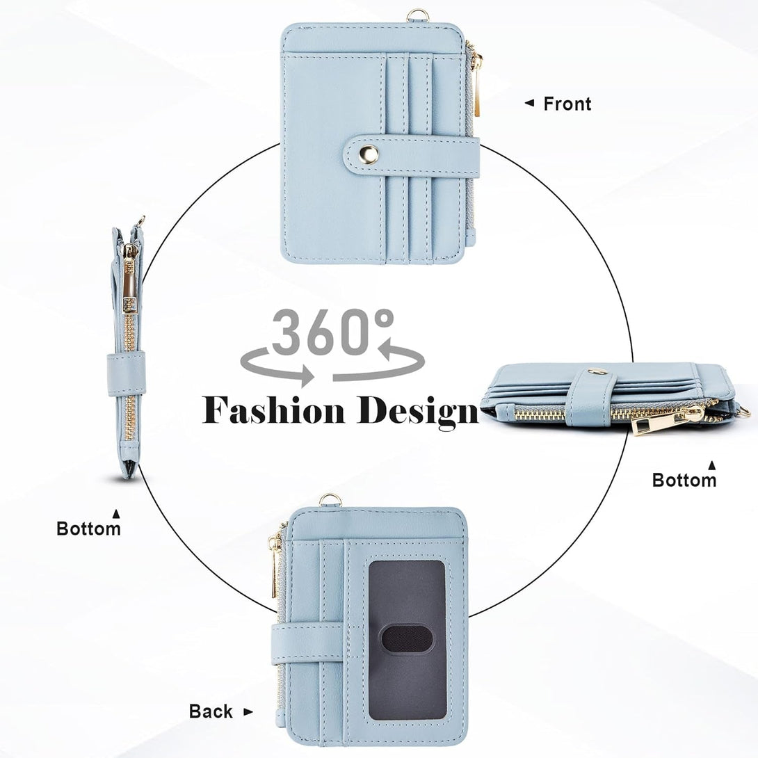 Keychain Wallet with Bracelet RFID Blocking Wristlet Credit Purse Card Holder, Silicone Bead Tassel Key Ring for Women