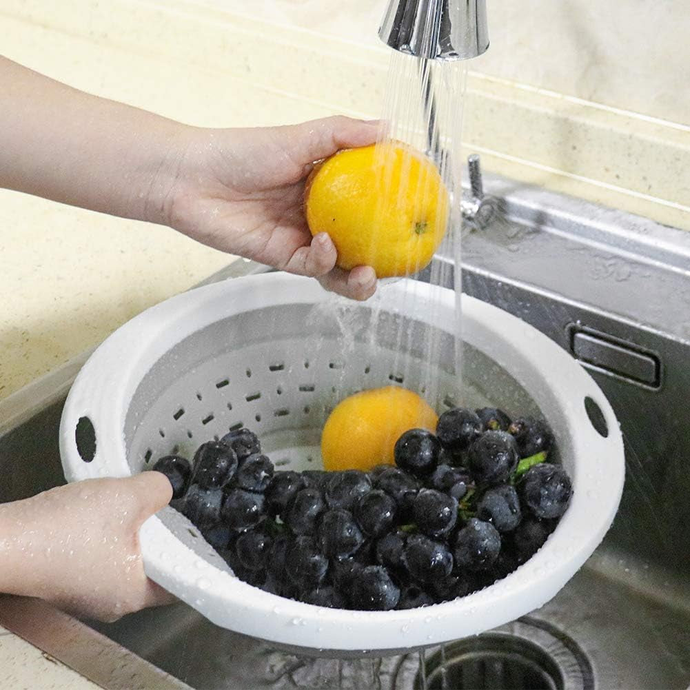 Qimh Collapsible Colander and Strainer, 5 Quart(1.25 Gal), Heavey Duty Kitchen Drainer Basket for Pasta, Veggies and Fruits, New Home Apartment Essentials
