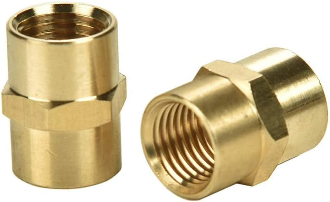 2 Pack 1/4" X 1/4" NPT Coupler, Brass Female Pipe Fitting (I.D X I.D: 1/2'' X 1/2'')
