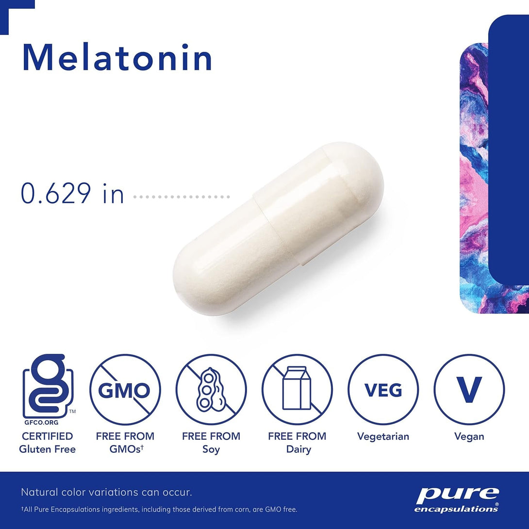 Pure Encapsulations Melatonin 20 Mg - Not Intended for Sleep Support - for Immune System & Healthy Cells - 99.5% Purity Melatonin - Gluten Free & Non-Gmo - 60 Capsules