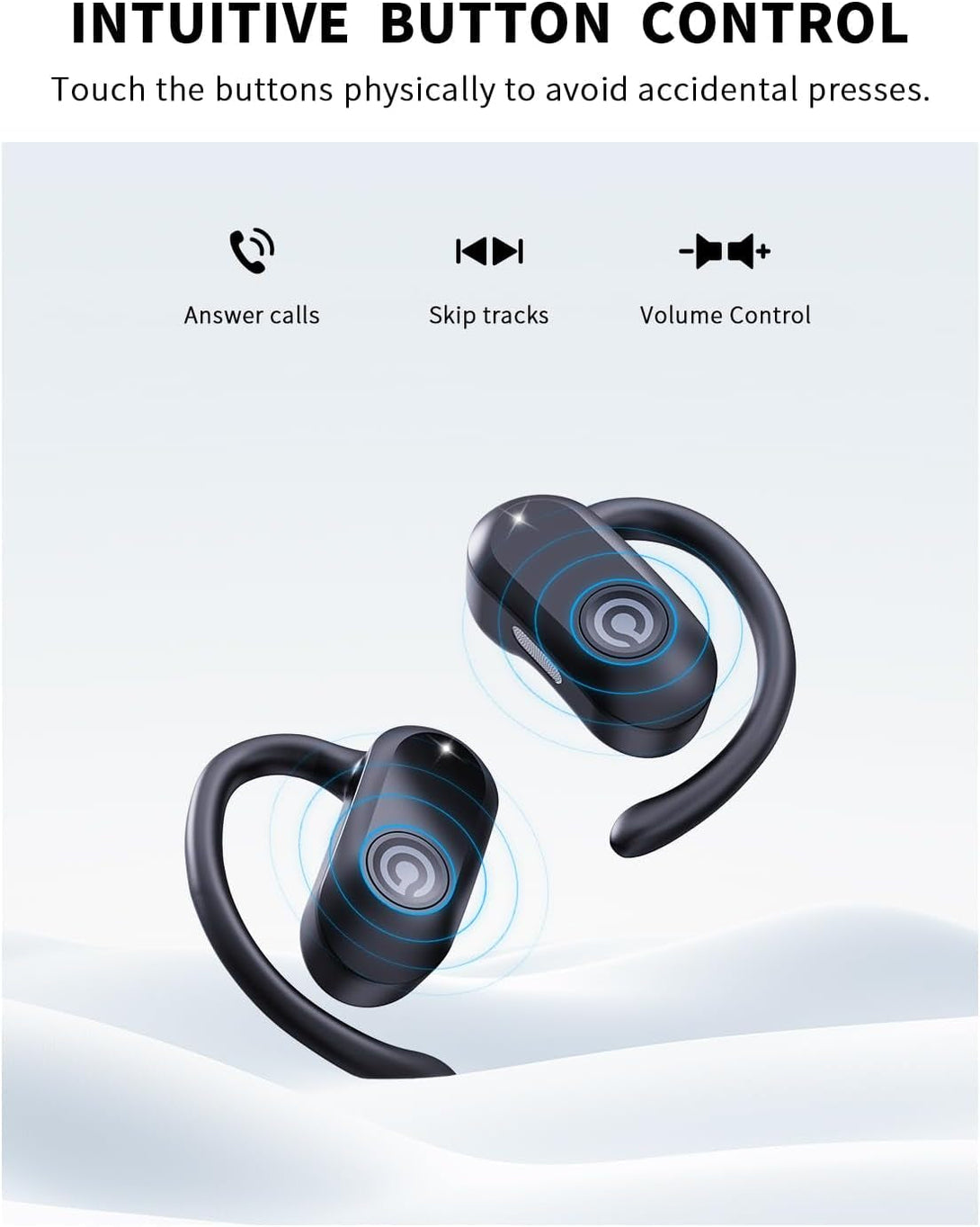 CXK Open Ear Headphones, Bluetooth 5.4 Ture Wireless Earbuds with 60Hrs Playtime & Digital Display, 0.27Oz Lightweight Design Air Conduction Headphones with Mic, IPX6 Fit Cycling, Running, Black