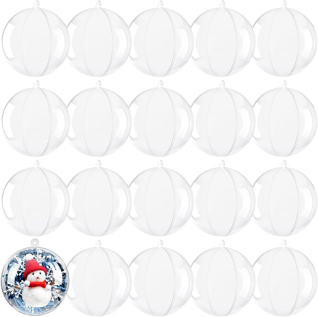 20Pcs Clear Fillable Ornaments Ball, AGM DIY Plastic Christmas Tree Hanging Ornaments Ball, 3.94'' Decoration Art Crafts for New Years Present, Holiday, Wedding, Party Home Decor (100MM)