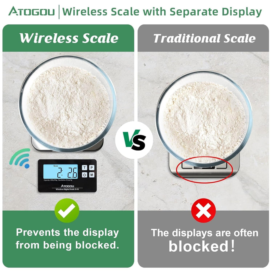 33Lb Wireless Kitchen Scale with Remote Display, 1G/0.1Oz Precise Graduation, Food-Grade 304 Stainless Steel, Magnetic, Digital Food Scale for Cooking, Postage, Shipping, Etc. Black