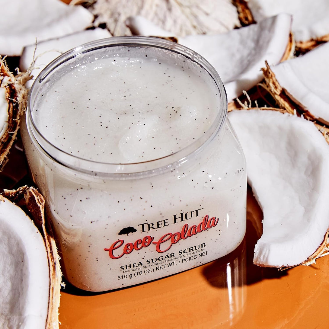 Tree Hut Shea Sugar Scrub Coco Colada, 18 Oz, Ultra Hydrating and Exfoliating Scrub for Nourishing Essential Body Care