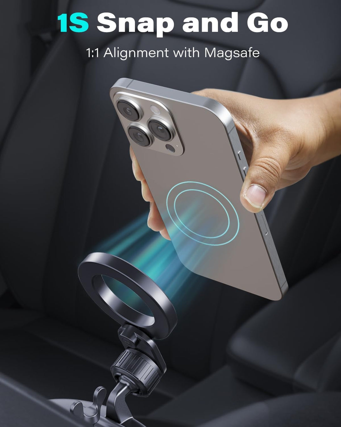 1Zero for Magsafe CD Phone Holder for Car [17 Strong Magnets] Magnetic CD Player Phone Mount, Hollow Socket CD Slot Phone Mount for Iphone 15 14 13 12 Series Pop Grip Ring Holder Magsafe Case