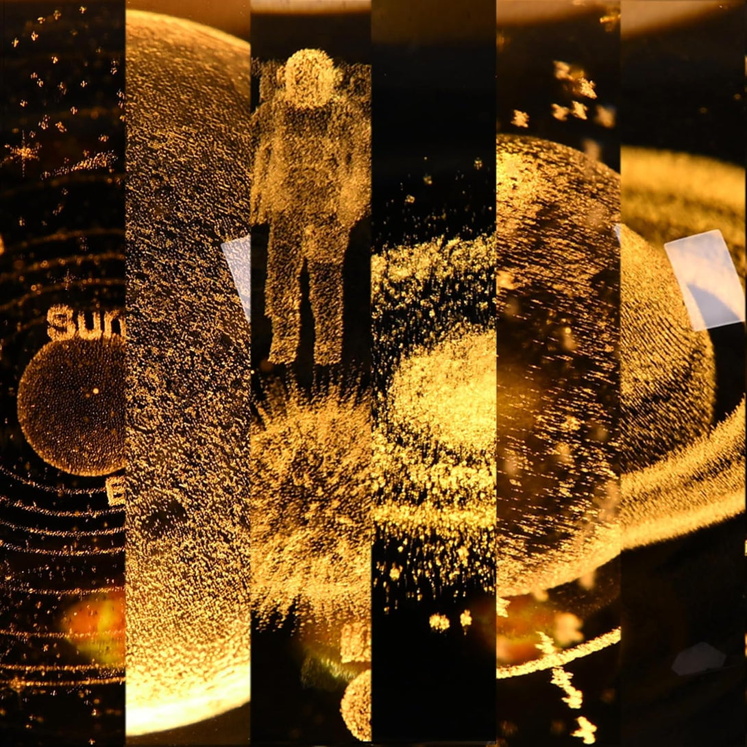 2.36 Inch 3D Galaxy Crystal Ball Night Light Lamp with Wooden Base, Warm Glow LED Mood Night Light, Gift for Boys, Girls, and Teens (Galaxy)