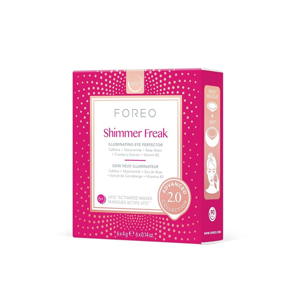 FOREO Shimmer Freak Advanced Collection 2.0 Ufo-Activated Facial - Eye Contour Illuminating - Beauty & Personal Care - Rose Water - Niacinamide - All Skin Types - Wrinkles - Puffiness - 6 Pcs in Pack