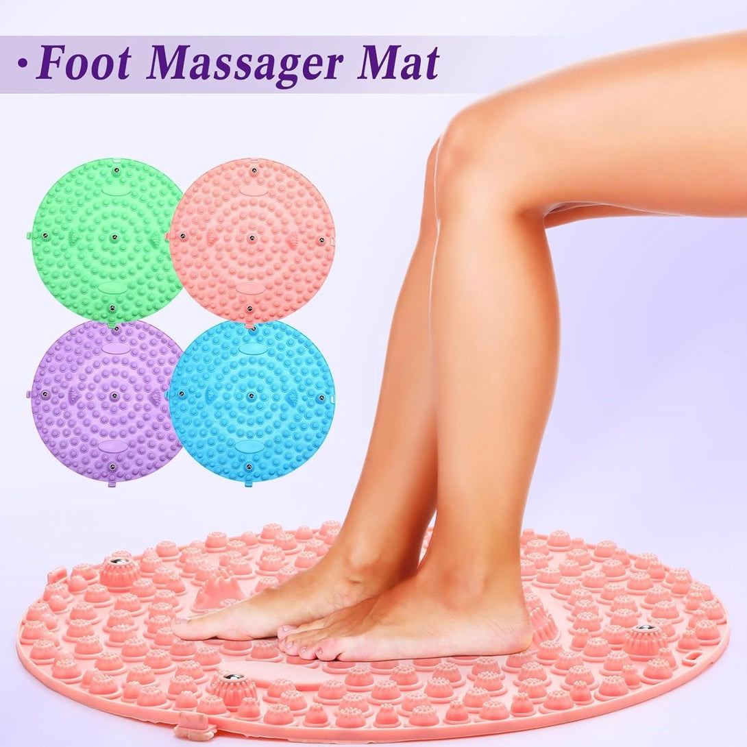 4 Pack Foot Massager Mat Foot Reflexology Pad with Magnetic Relaxation Massage Feet Pressure Point Pad anti Fatigue Walk Stone Acupoint Mat Particle Portable Massage Tool for Feet Pain Relief