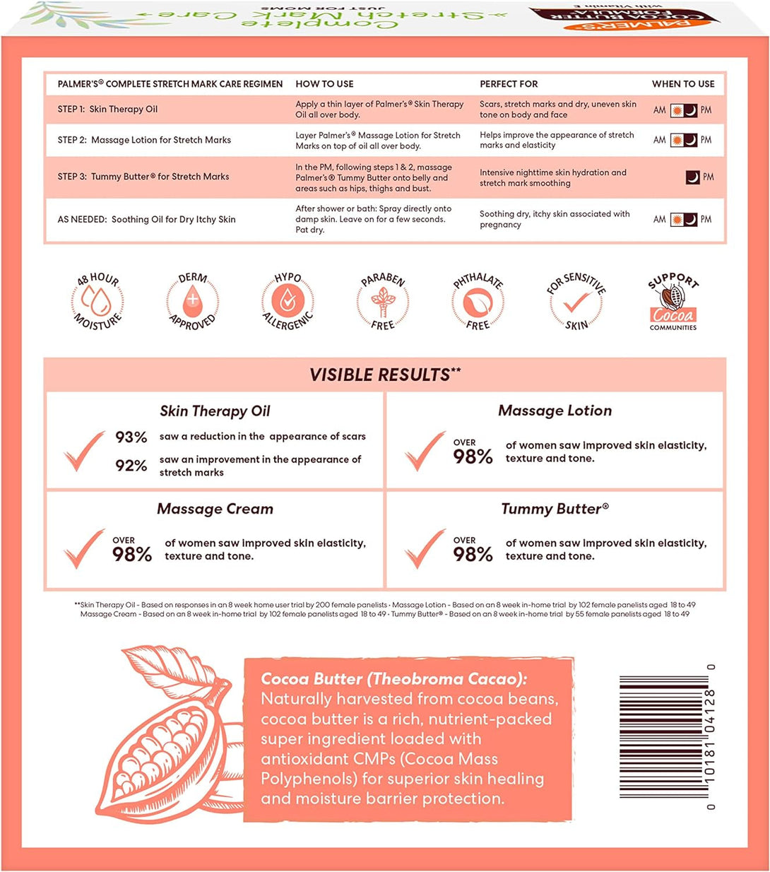 Palmer'S Cocoa Butter Formula Pregnancy Skin Care Kit for Stretch Marks and Scars, Dermatologist Approved, Gift for Mom to Be, 4 Piece Full Size Set