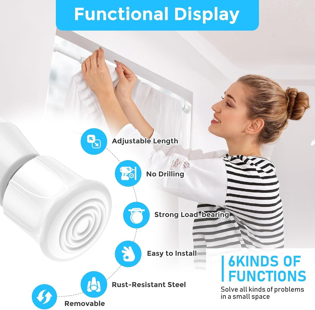 AIZESI 3Pcs White Spring Tension Rond Short Curtain Rods Small Curtain Tension Rods 16 to 28 Inch Adjustable Curtain Rod Tension Extendable Spring Rod for Home Window Kitchen