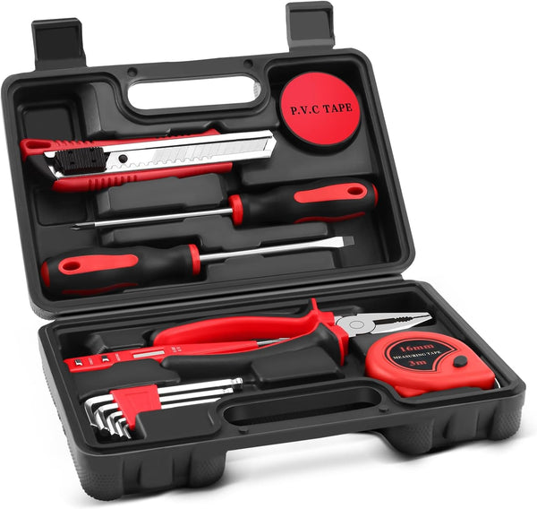 13 Piece Tool Kit, Small Hand Tools for Men Women, Mini Tool Set for Home with Plastic Tool Box for Household, Repair, All Purpose