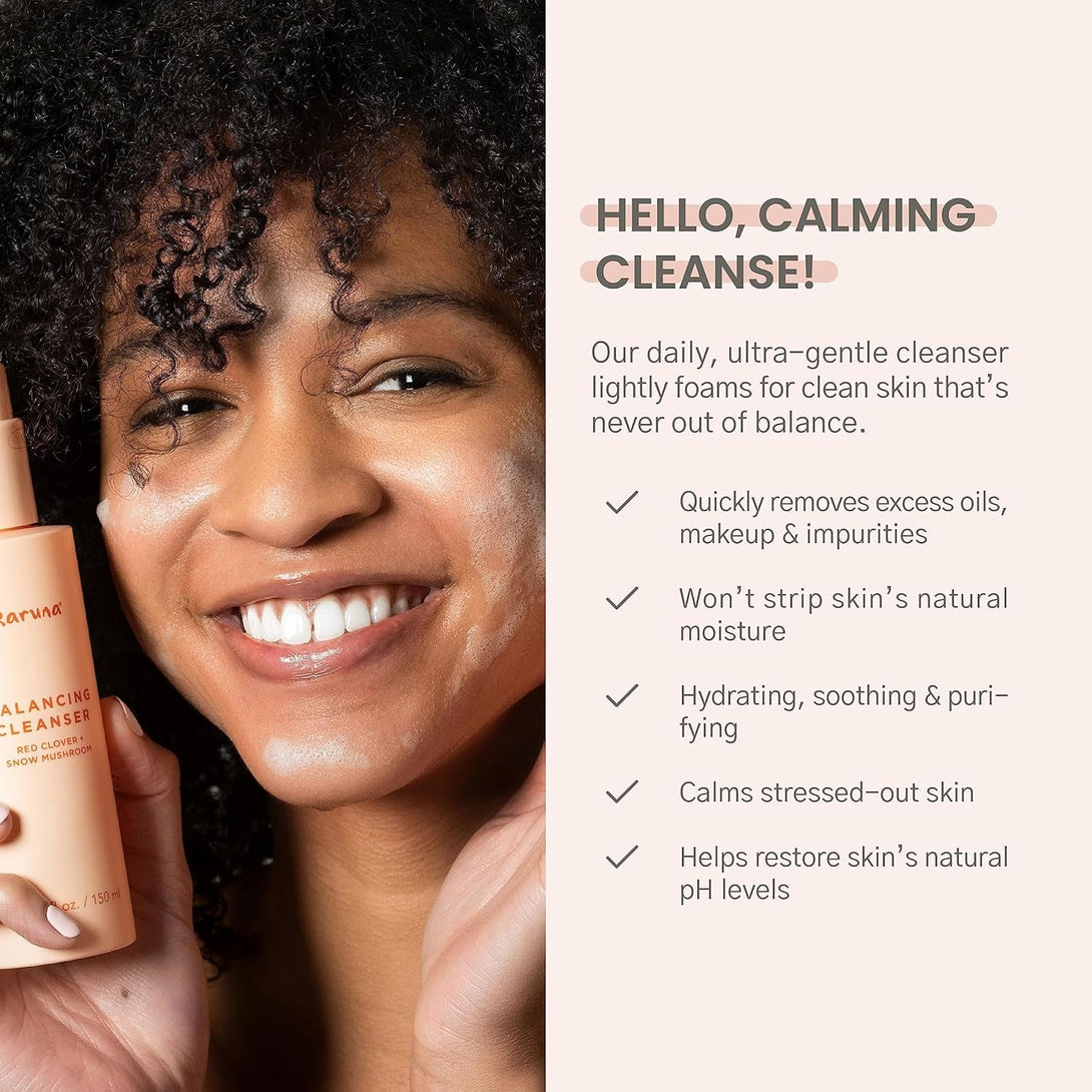 Karuna Balancing Facial Cleanser with Red Clover, Snow Mushroom, Lavender Flower Water, Hydrating, Soothing Foaming Face Wash, Facial Cleanser, 150 Ml