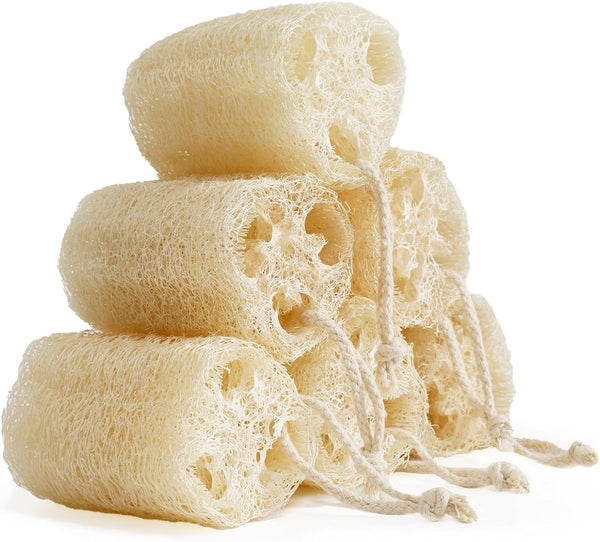 Natural Loofah Sponge Shower Organic Luffa Bath Loofa Exfoliating Body Scrubber Loofah for Men Women Adults Back Face Body Skin SPA Care - 6 Pieces