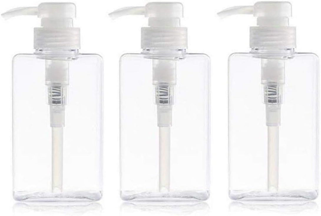 100Ml / 3.3Oz Refillable Empty Plastic Pump Bottles Jars Set for Makeup Cosmetic Bath Shower Shampoo Hair-Conditioner Toiletries Liquid Containers Bathroom Accessory Set (Transparent)
