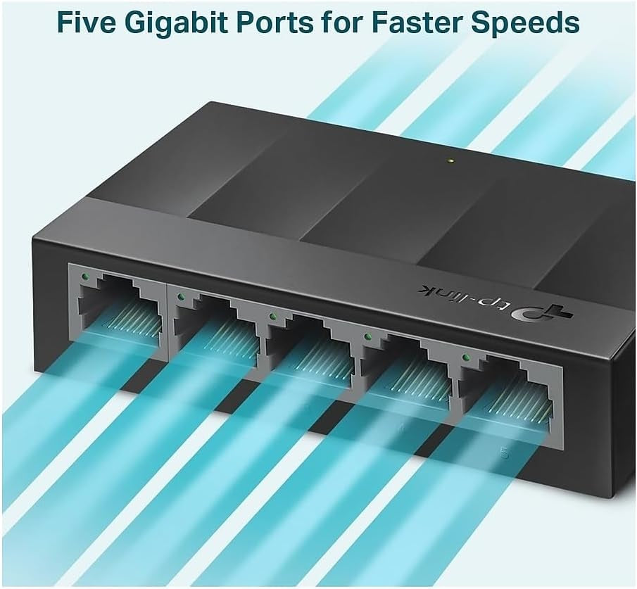 Tp-Link Litewave 5 Port Gigabit Ethernet Switch | Desktop Ethernet Splitter | Unshielded Network Switch | Plug & Play | Fanless Quiet | Unmanaged (LS1005G)