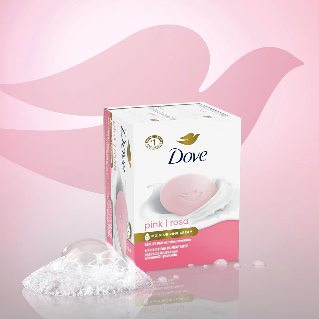 Dove Beauty Bar Gentle Skin Cleanser Pink 6 Bars Moisturizing for Gentle Soft Skin Care More Moisturizing than Bar Soap 3.75 Oz