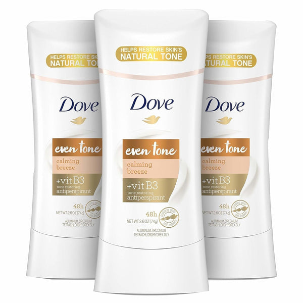 Dove Even Tone Antiperspirant Deodorant Stick Apple Blossom & Mango Butter 3 Count for Uneven Skin Tone 2.6 Oz