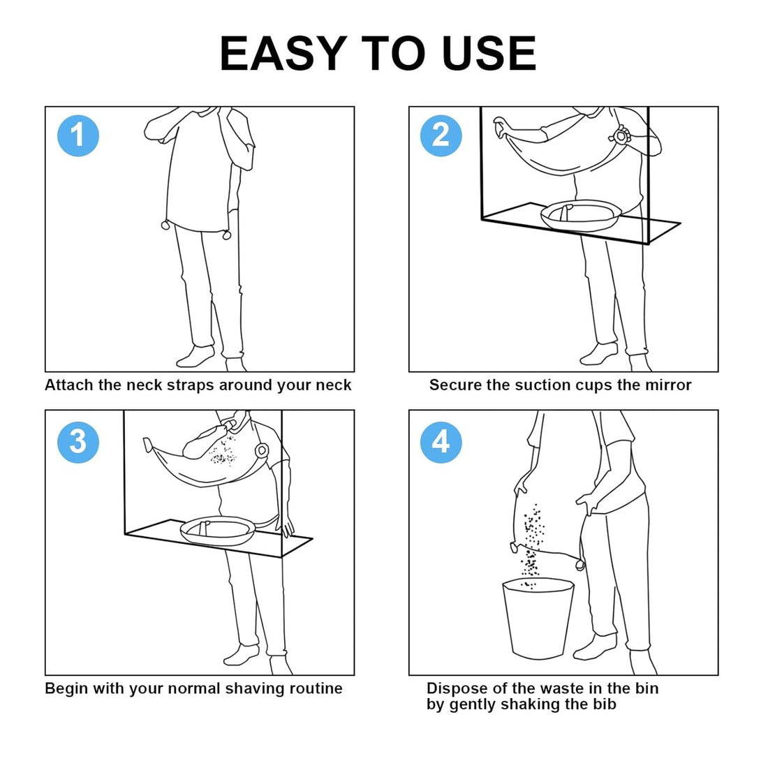 Aksice Beard Trimming Catcher Bib, Beard Hair Catcher for Men Shaving, Non-Stick Beard Apron Cape Grooming Cloth, with 4 Suction Cups - White