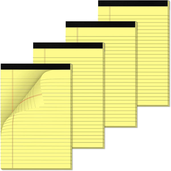 4 Pack Note Pads 5 X 8 Inch Yellow Legal Pads 5" X 8" College Ruled Writing Pads 80Gsm Recycled Yellow Paper Notepad Small Legal Pads Perforated Pads of Paper 30 Sheets for To-Do Lists, Study, Office