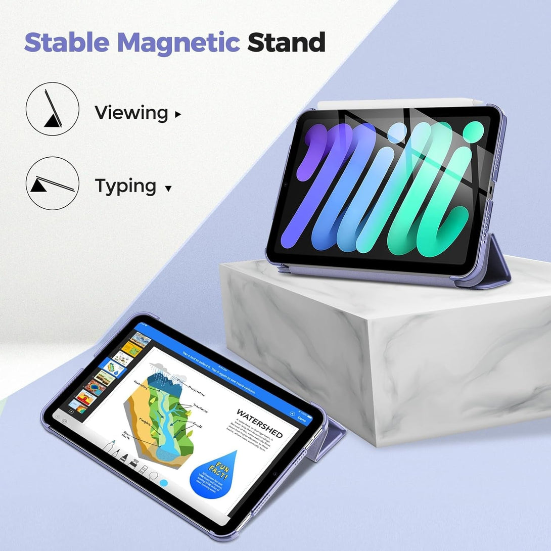 Procase Smart Case for Ipad Mini 7 A17 Pro 2024/Ipad Mini 6 2021 8.3 Inch Ipad Mini 7Th/6Th Gen Case, Hard Back Cover for Ipad Mini 8.3 7Th Gen A2995/A2996/A2993/6Th Gen A2567 A2568 A2569 -Lightpurple