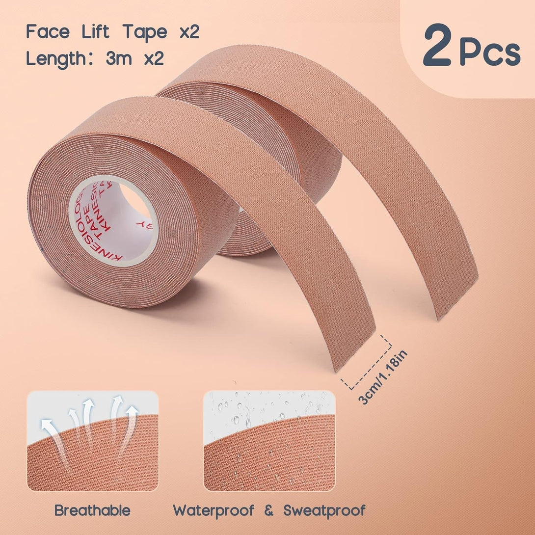 2 Rolls Facial Myofascial Face Lift Tape, Neck & Forehead Smooths Wrinkles, Unisex Anti-Wrinkle Patches for Firming and Tightening Skin