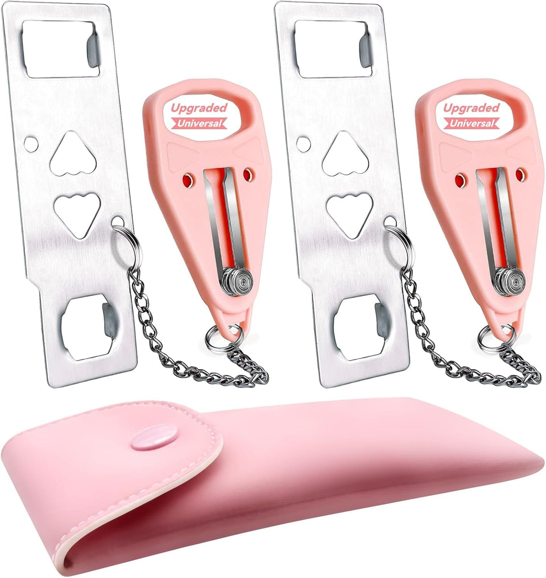 Acemining Portable Security Door Locker Travel Lockdown Locks for Additional Safety and Privacy Perfect for Traveling Hotel Home Apartment College-Pink(2 Pack)