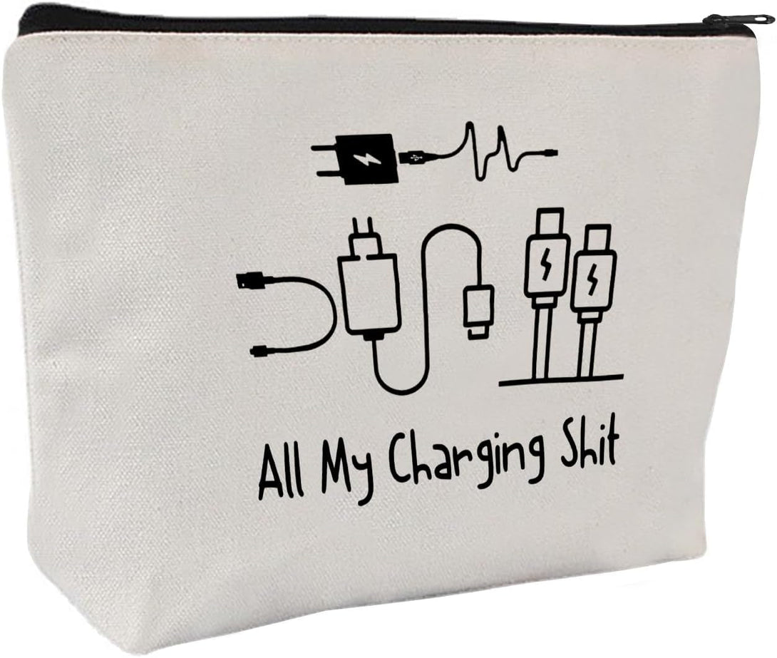 All My Charging Shit Bag,Fun and Versatile Bag with Charger Graphics, Teenage Boy Gift, Birthday Gifts, Travel Accessories (Style D)