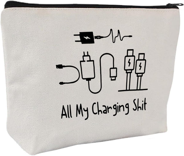 All My Charging Shit Bag,Fun and Versatile Bag with Charger Graphics, Teenage Boy Gift, Birthday Gifts, Travel Accessories (Style D)