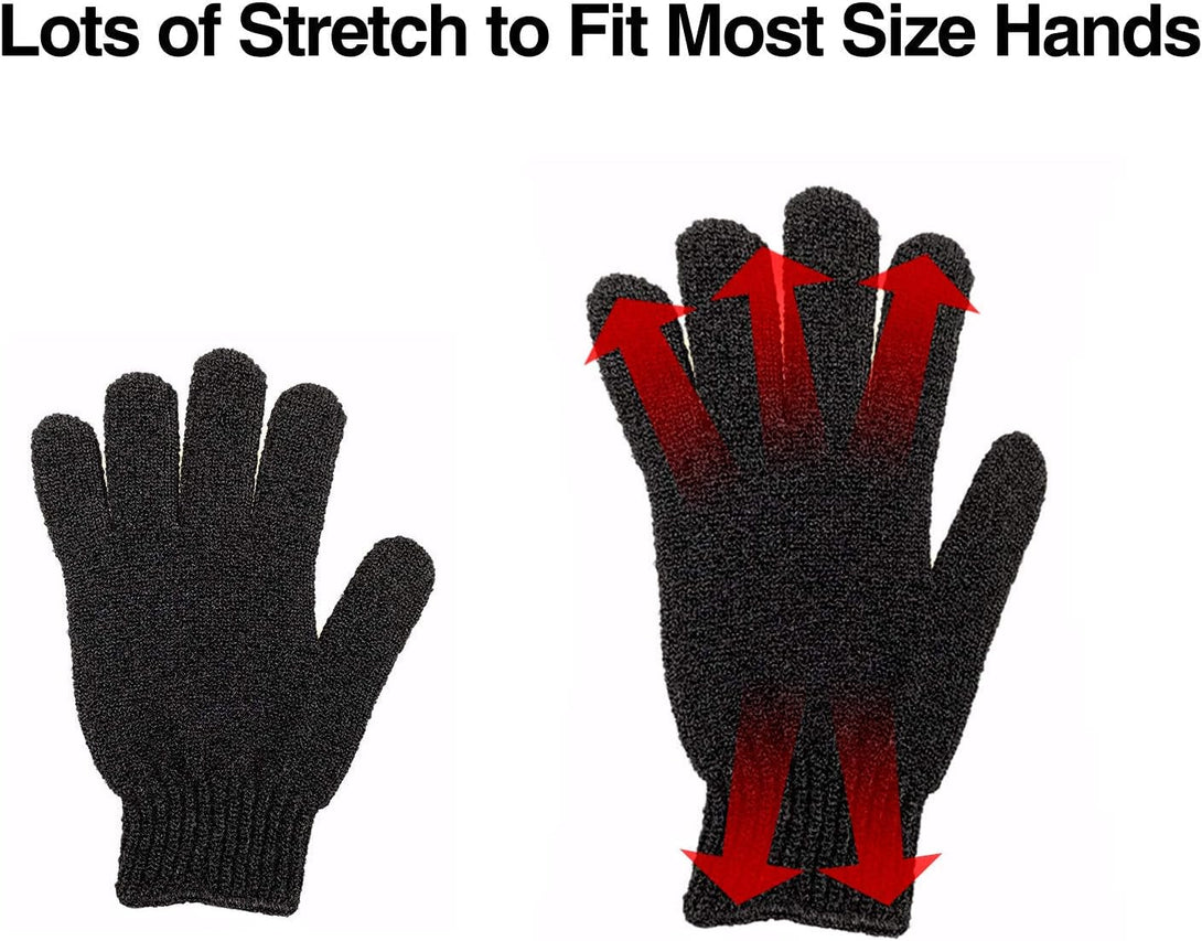 6Pairs Exfoliating Gloves - Premium Black Scrub Wash Mitt for Bath or Shower - Luxury Spa Exfoliation Accessories for Beauty Spa Massage, Suitable for Men and Women