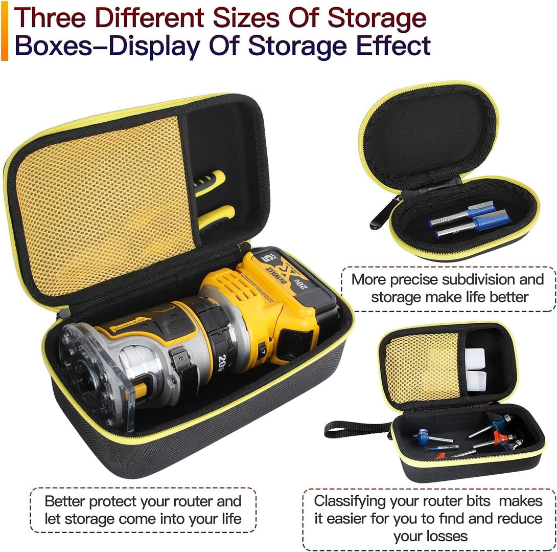 3 Pcs Hard Case for DEWALT 20V Max XR Cordless Router, Brushless(Dcw600B), Portable Carrying Storage Bag for Router Bits