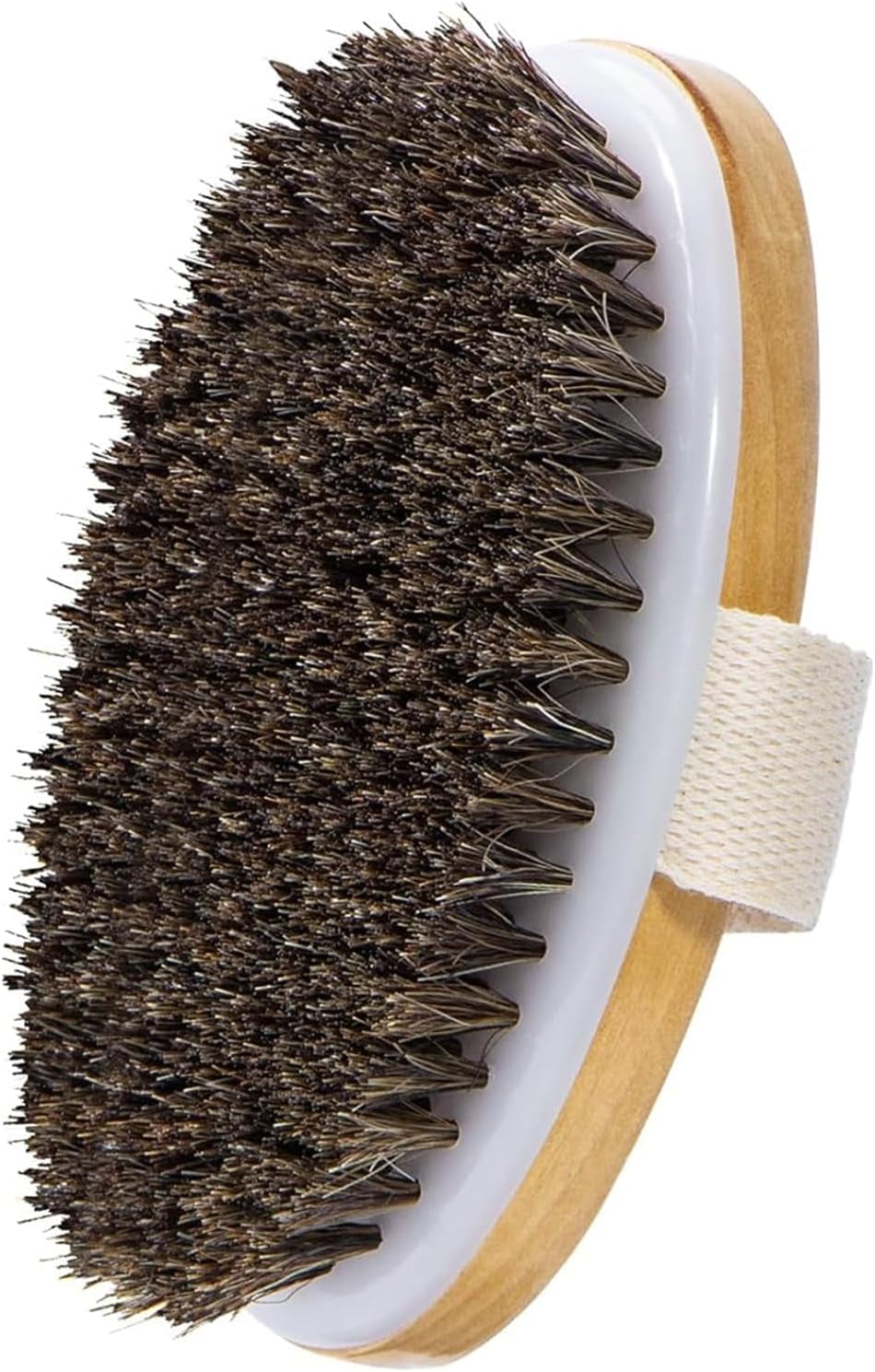 Dry Brushing Body Brush, Natural Horsehair Body Brush for Lymphatic Drainage, Cellulite and Blood Circulation, Dry Skin Exfoliating Brush Body Scrubber for Cleaning and Soft Skin, Brown
