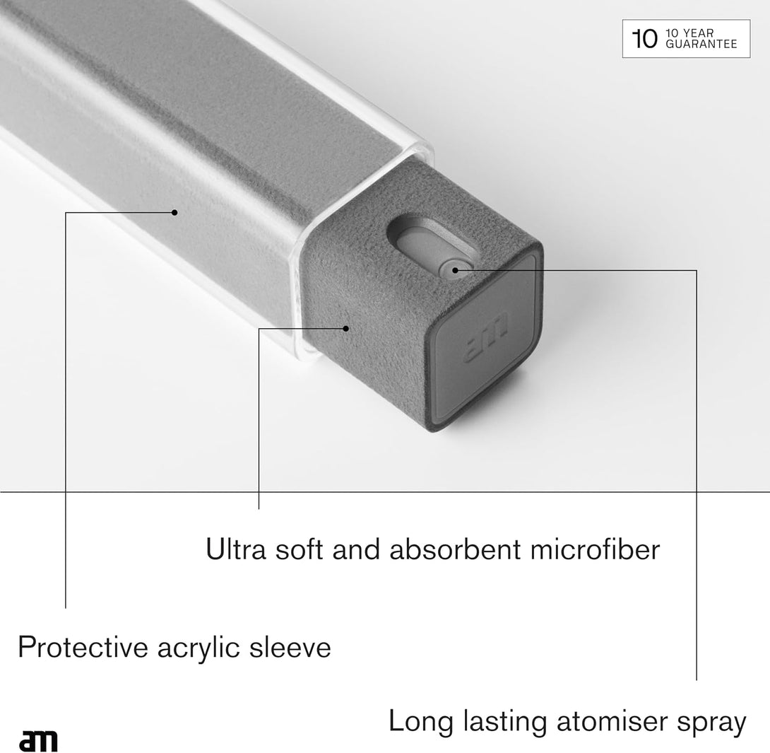 AM X (Grey) Screen Cleaner, All-In-One - Computer, Phone, Ipad, Laptop and Car Screen Cleaner, Refillable Cleaning Spray Portable and Eco-Friendly, 10.5 Ml.