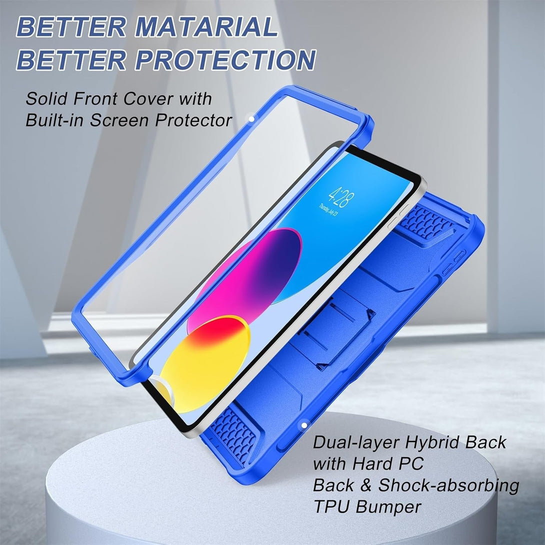 Soke Case for Ipad (A16) 11Th Generation 11-Inch 2025, Ipad 10Th Generation 10.9-Inch 2022, with Built-In Screen Protector and Kickstand, Rugged Full Body Protective Cover - Abyss Blue