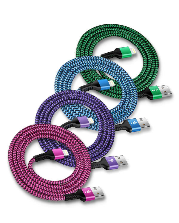 USB a to Lightning Cord, 4Pack/3Ft Nylon Braided Iphone Charger Cable, Apple Approved Fast Charging Power Wire for Iphone 14, 14 Pro Max, 13 Pro Max, 13Pro, 13, 13 Mini, 12 11 10 XR XS X 8 plus 7 6 6S