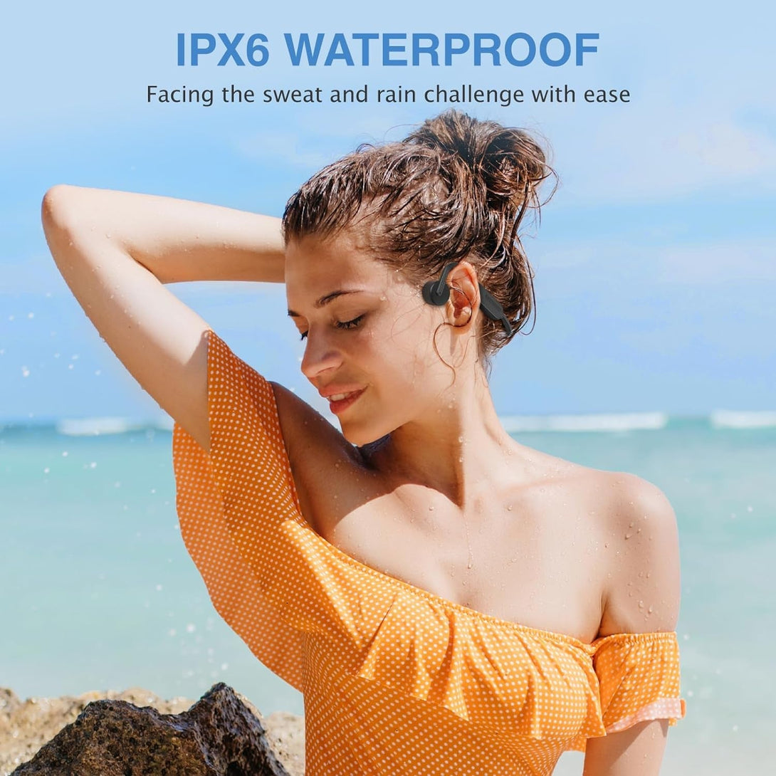 Bone Conduction Headphones Wireless Headphones Bluetooth 5.3 Open Ear Headphones 10H Playtime Sports Earphones with Mic, IPX6 Waterproof Headset for Running,Cycling, Hiking, Driving