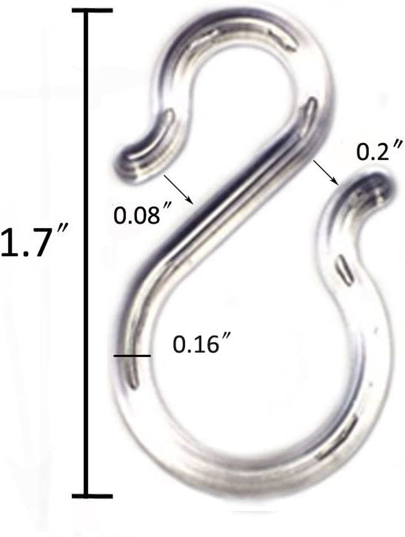 50PCS 1.7Inch Clear Plastic Punch Bowl Cup S Hooks Hangers