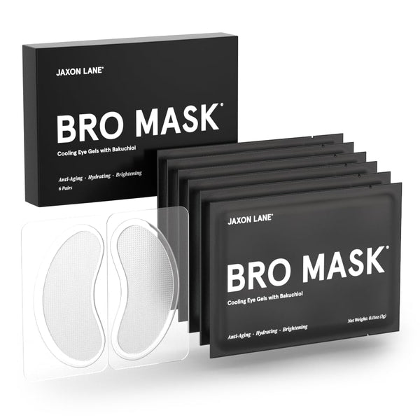 BRO MASK under Eye Gel Pads: Cooling Eye Patches for Dark Circles and Puffiness | anti Aging Hydrogel Eye Patch Set W/ Bakuchiol, Green Tea, Hyaluronic Acid, Caffeine, Niacinamide/Vitamin B3 -6 Pairs