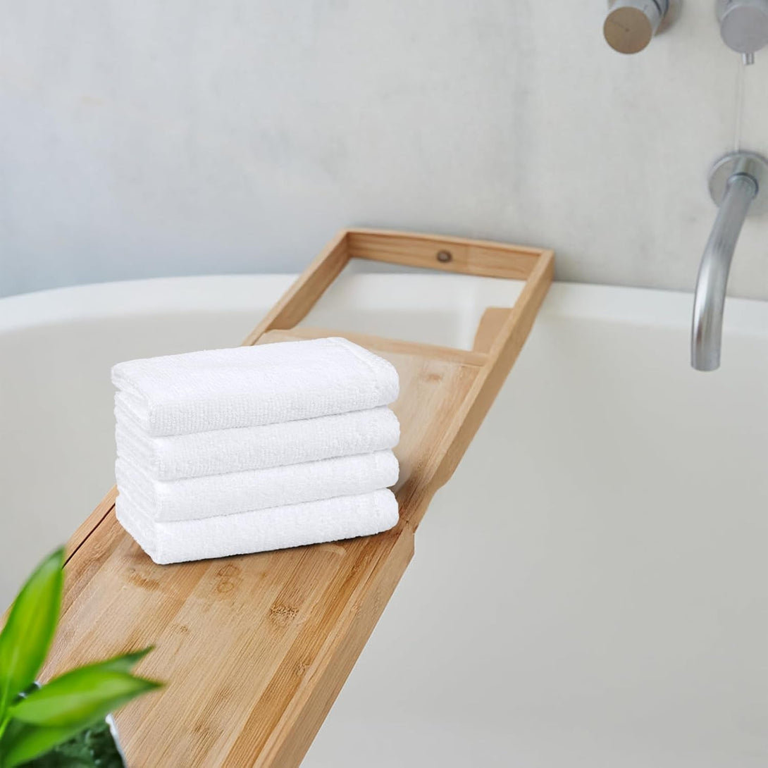 Amazon Basics Cotton Washcloths, Quick-Dry, 12" X 12", 12-Pack, White