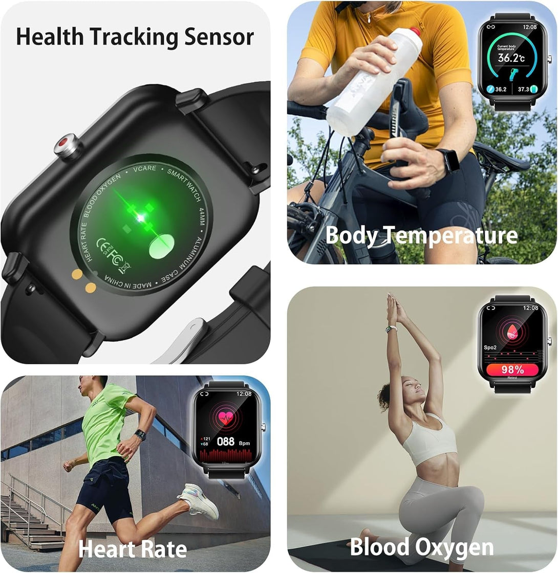 Smart Watch for Men Women, Fitness Tracker, 1.9" Smartwatches, 24 Sports Modes, Heart Rate/Sleep Monitor/Pedometer/Spo2/Step Counter, IP68 Waterproof, Ultra Thin, Long-Lasting Battery for Android Ios