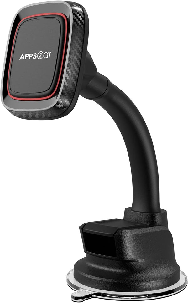 Apps2Car Magnetic Phone Holder for Car, Dashboard Windshield Phone Holder Mount with Flexible Arm & Built-In Strong Magnets, Suction Cup Phone Holder for Car Compatible with All Smartphones