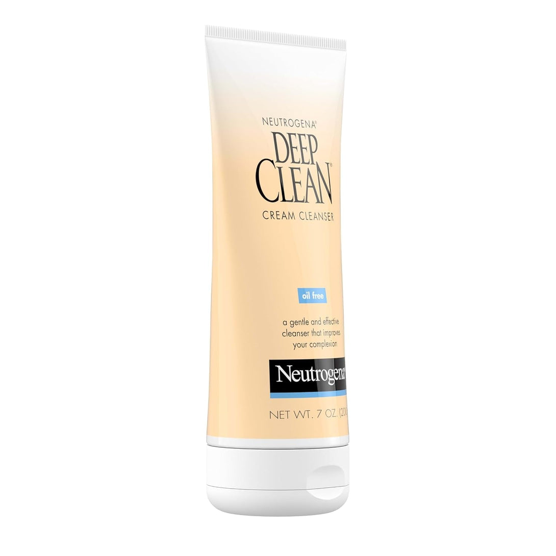 Neutrogena Deep Clean Daily Facial Cream Cleanser with Beta Hydroxy Acid to Remove Dirt, Oil & Makeup, Alcohol-Free, Oil-Free & Non-Comedogenic, 7 Fl. Oz