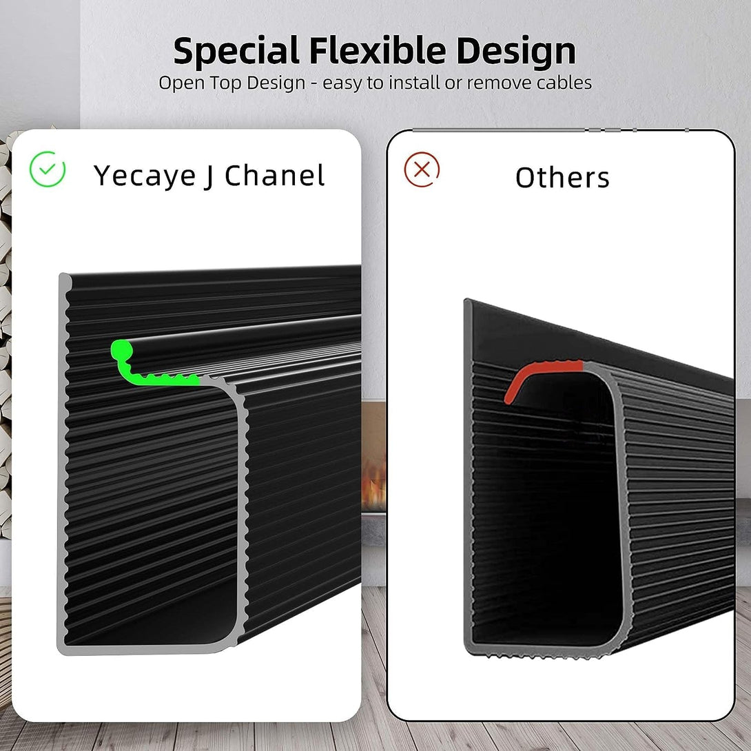 YECAYE 6X15.7In Cable Management, Cord Organizer,Easy Install Self-Adhesive Cable Organizer,Cord Management, Desk Wire Holder for Office Organization,Child and Pet Proofing, Black