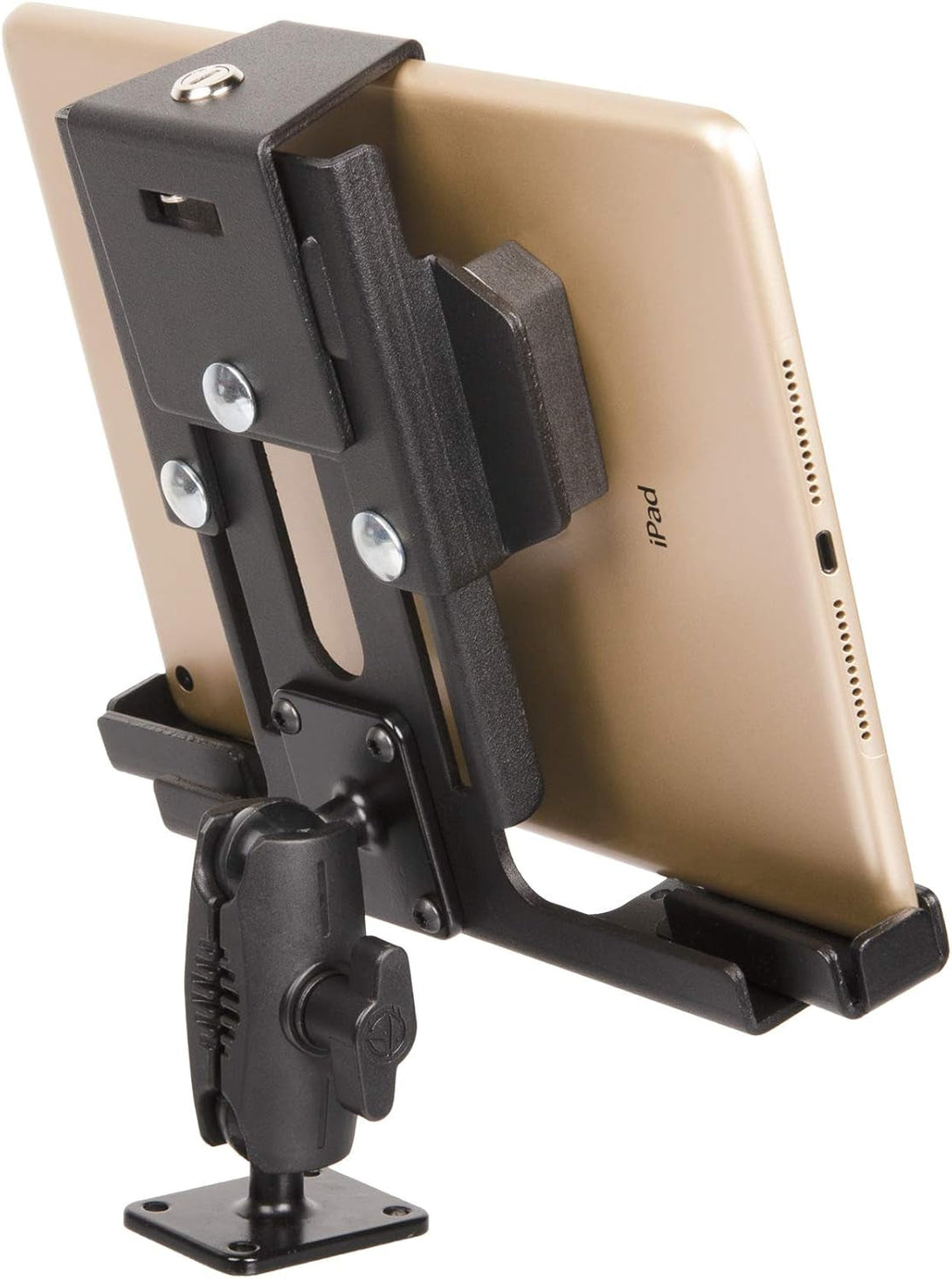 Tackform Metal Locking Tablet Mount for Car, Truck or Semi [ELD Ready] Heavy Duty Drill Base -Compatible with Ipad, Galaxy and Other Tablets with a 7-10" Screen Size